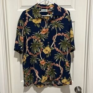 Caribbean Pure Silk Mens Floral Tropical Hawaiian Shirt Size XL